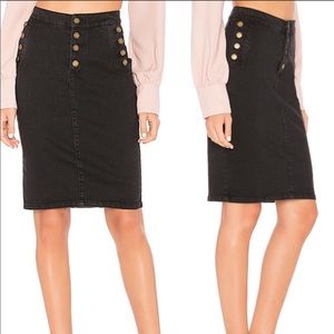 Black denim pencil skirt.